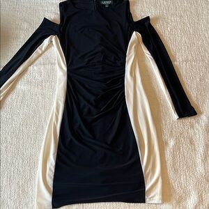 Lauren Ralph Lauren Black and White Long Sleeve Dress
